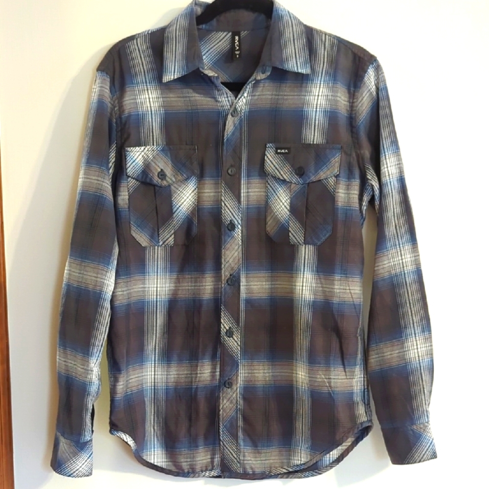 RVCA Men's Blue Plaid Shirt small